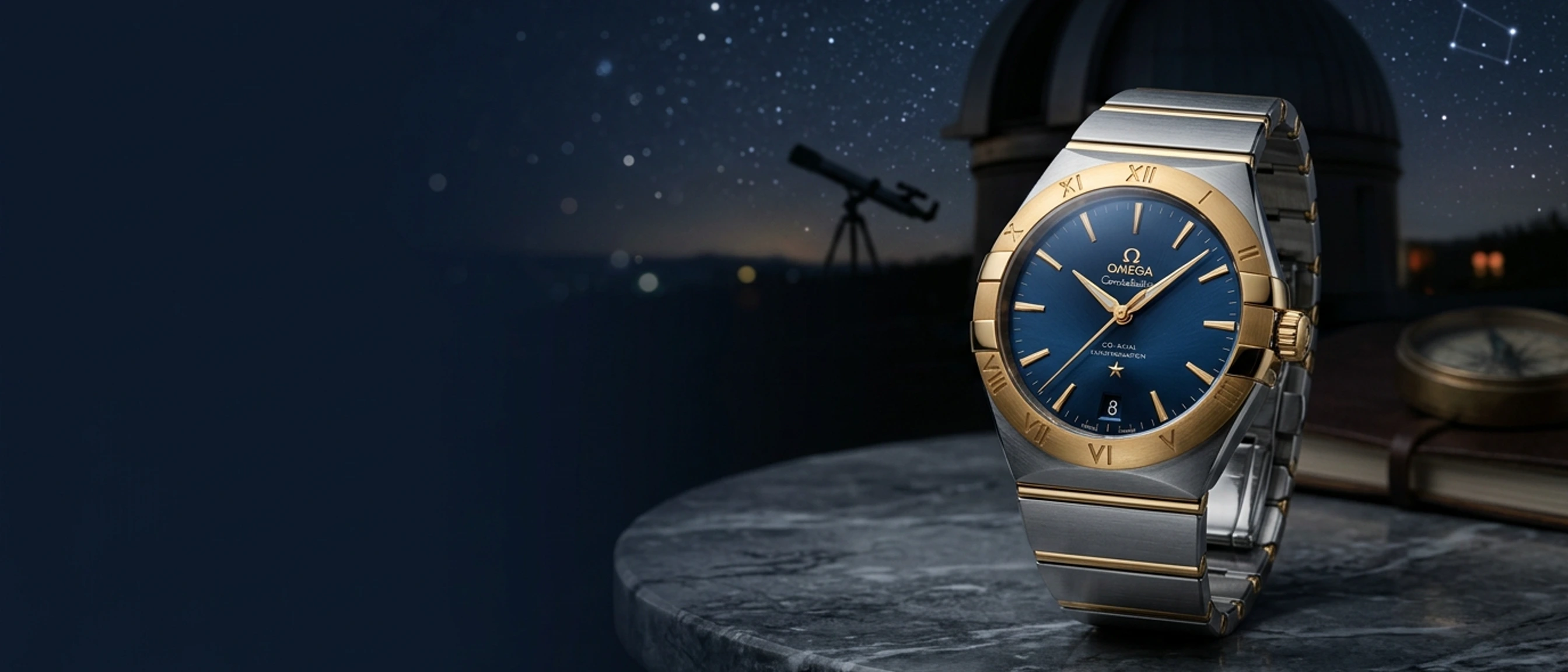 Omega Constellation Co-Axial Master Chronometer Gece Mavisi 1:1 Super Clone ETA Saat Omega Constellation Co-Axial Master Chronometer Gece Mavisi 1:1 Super Clone ETA Saat