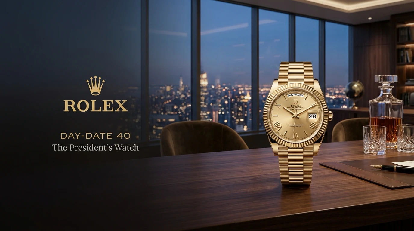 Rolex Day-Date 40 President Sarı Altın Şampanya Kadran 1:1 Super Clone ETA Saat