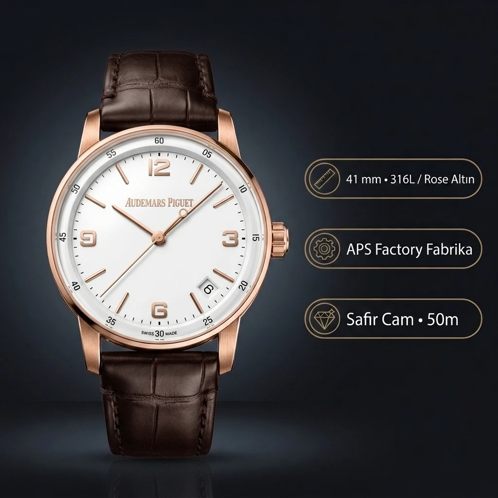 Audemars Piguet 15210OR Beyaz Kadranlı Rose Gold Super Clone ETA Saat