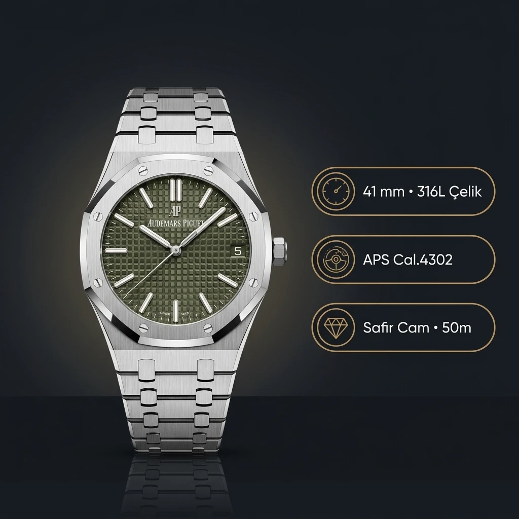 Audemars Piguet 15500ST Yeşil Kadranlı Super Clone ETA Saat