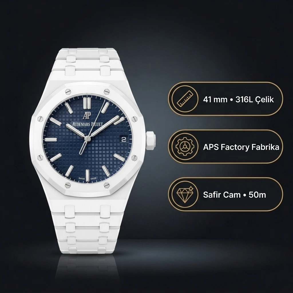 Audemars Piguet 15503BC Mavi Kadranlı Seramik Super Clone ETA Saat