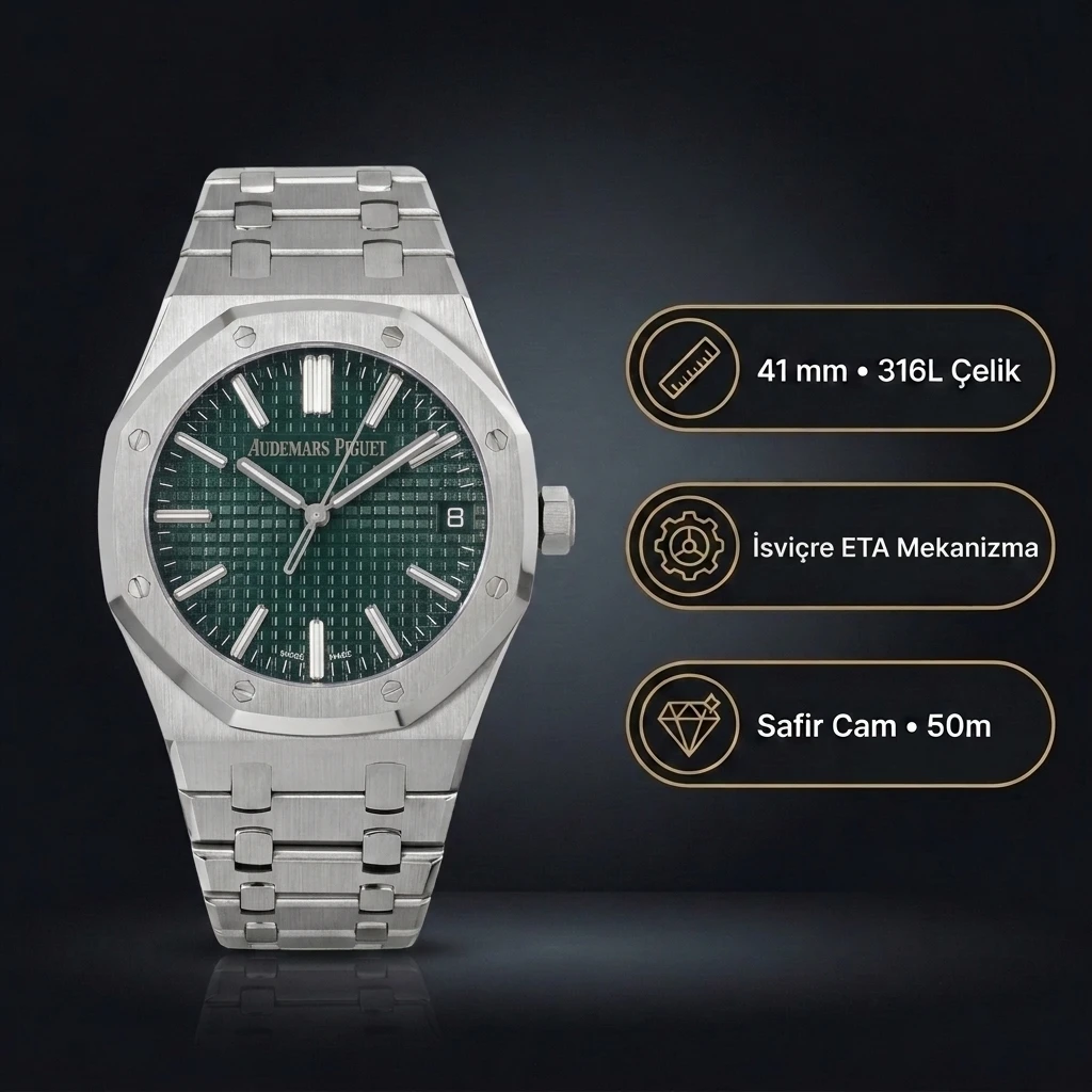 Audemars Piguet 15510 Yeşil Kadranlı Super Clone ETA Saat