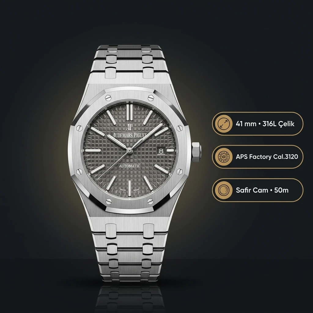 Audemars Piguet 15710ST Gri Kadranlı Offshore Kauçuk Kordon Super Clone ETA Saat