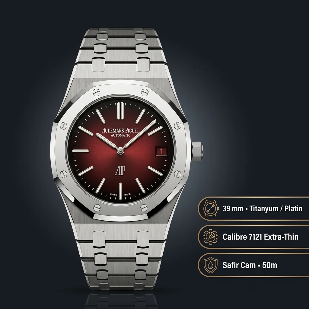 Audemars Piguet 16202XT Kırmızı Kadranlı Jumbo Extra-Thin Super Clone ETA Saat