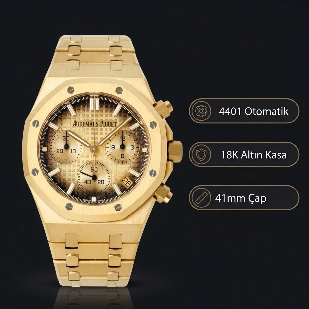 Audemars Piguet 26240BA Siyah Kadranlı Altın Super Clone ETA Saat
