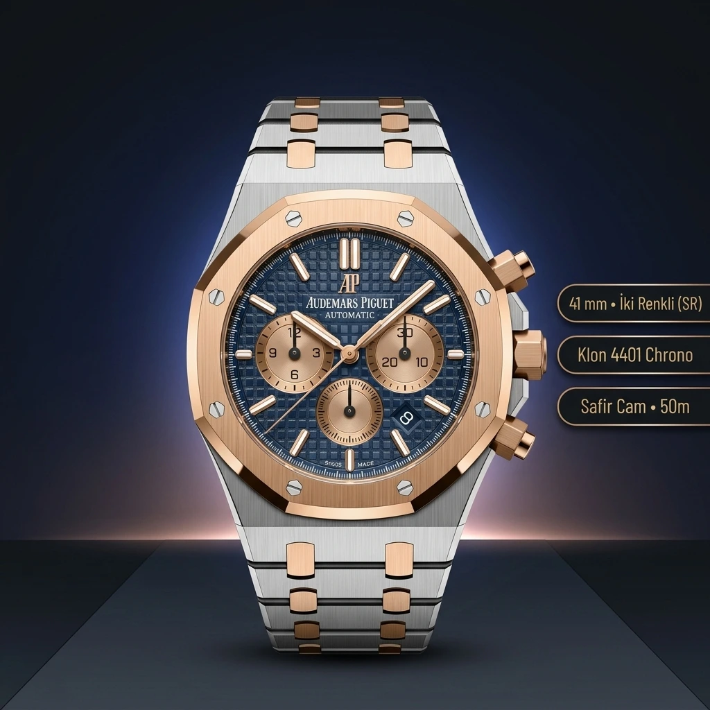 Audemars Piguet 26240SR Mavi Kadranlı Chronograph Rose Gold Super Clone ETA Saat