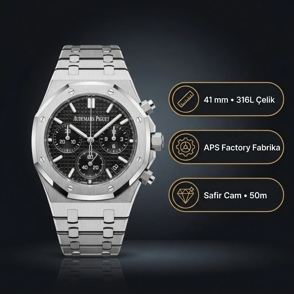 Audemars Piguet 26240ST Siyah Kadranlı Super Clone ETA Saat