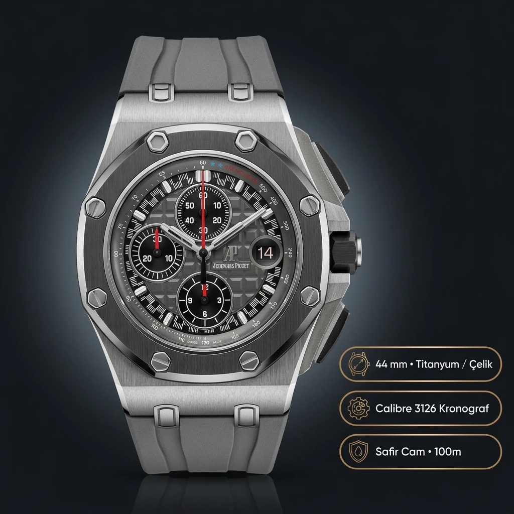 Audemars Piguet 26401ST Gri Kadranlı Skeleton Chronograph Kauçuk Kordon Super Clone ETA Saat