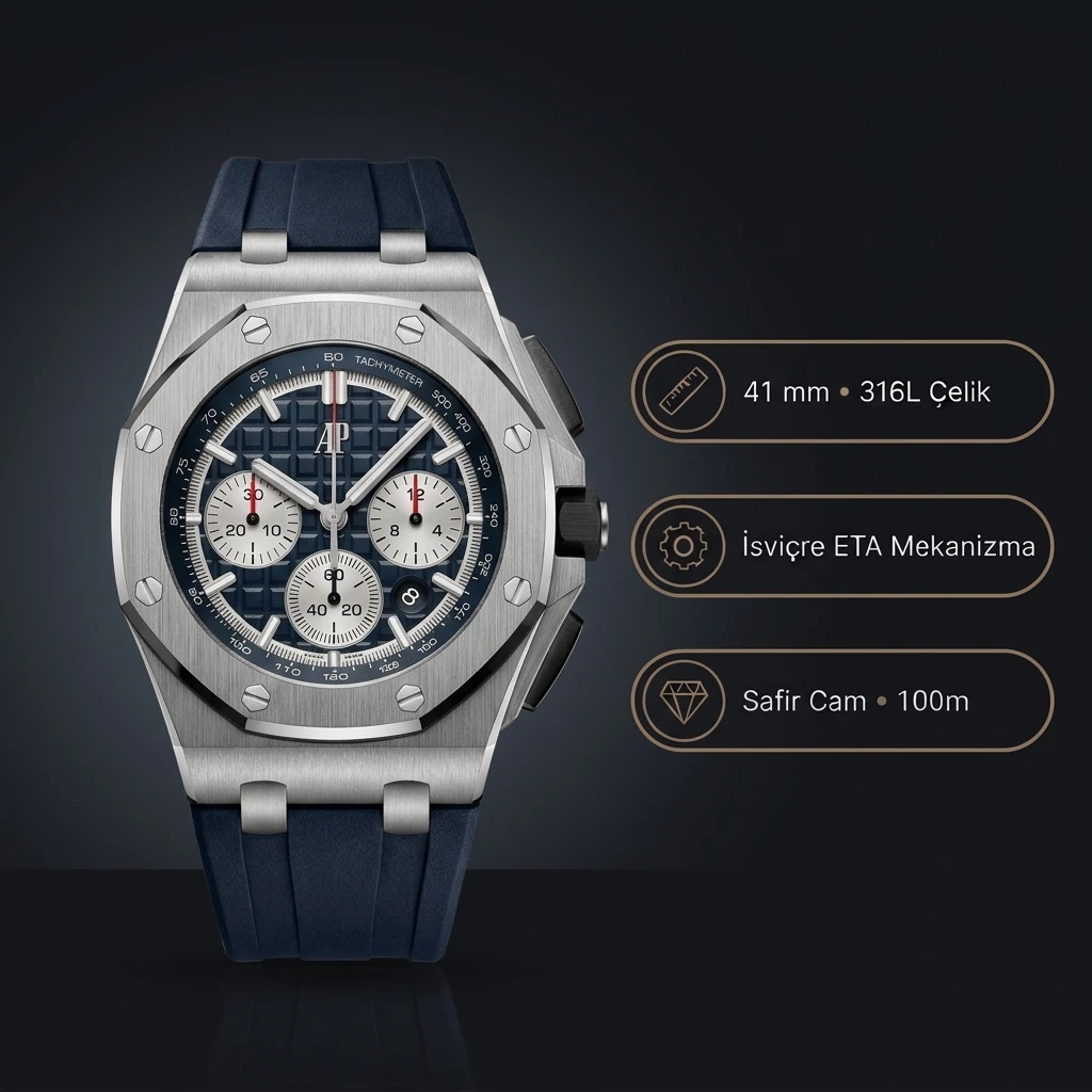 Audemars Piguet 26420 Mavi Kadranlı Super Clone ETA Saat
