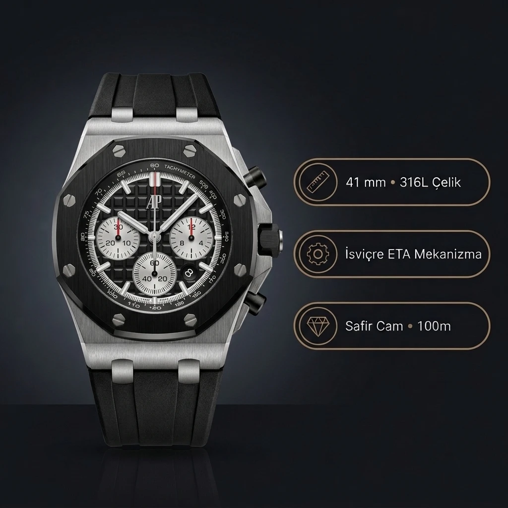 Audemars Piguet 26420 Siyah Kadranlı Super Clone ETA Saat