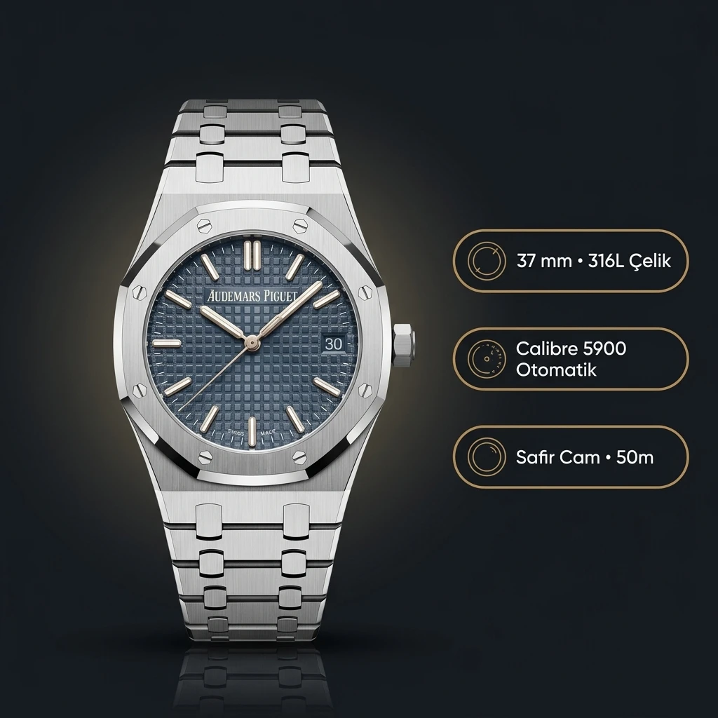 Audemars Piguet Royal Oak Bayan Mavi Kadranlı Çelik Super Clone ETA Saat