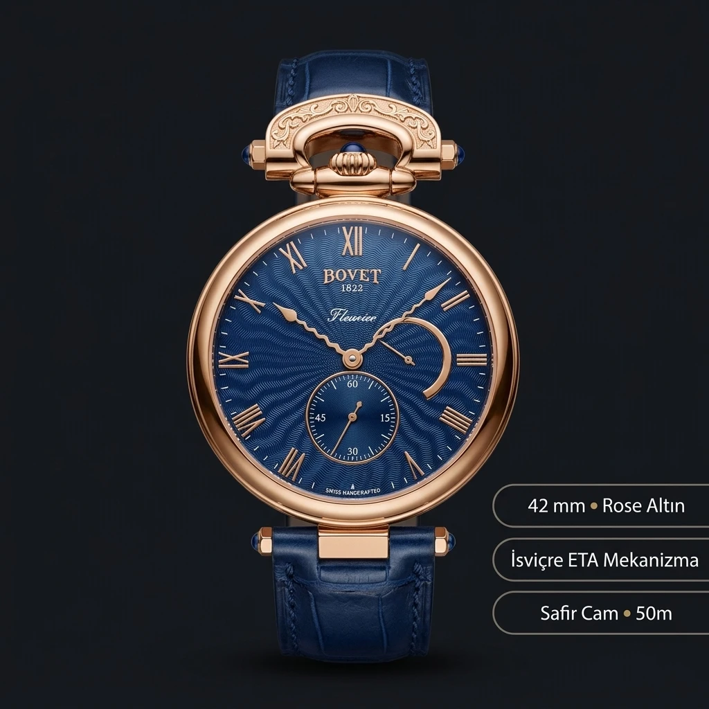 Bovet Fleurier Rose Mavi Kadran Deri Super Clone ETA Saat