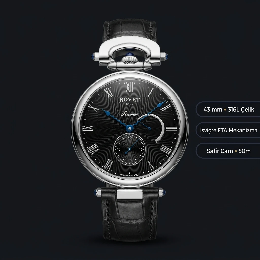 Bovet Fleurier Siyah Kadran Deri Super Clone ETA Saat