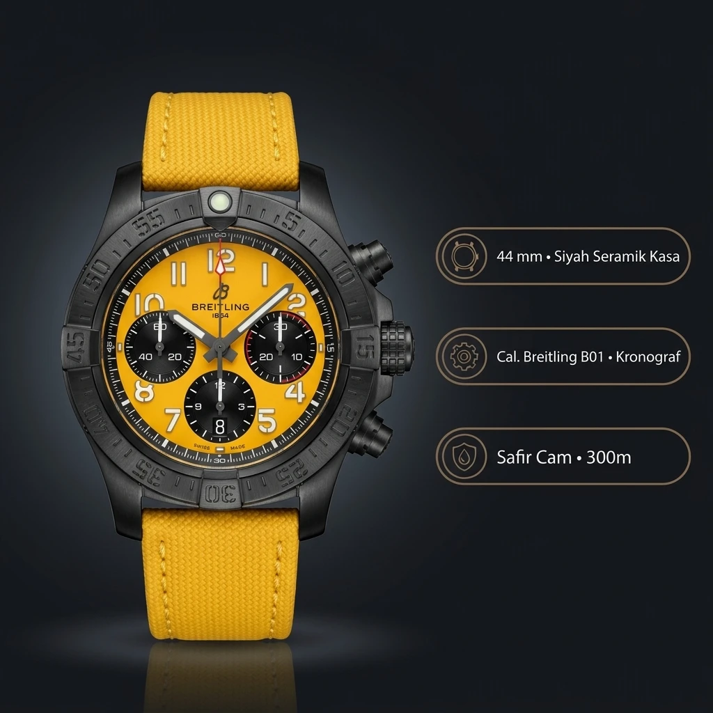 Breitling Avenger B01 44 mm Sarı Chronograph Nato SB0147101I1X1 Super Clone ETA Saat