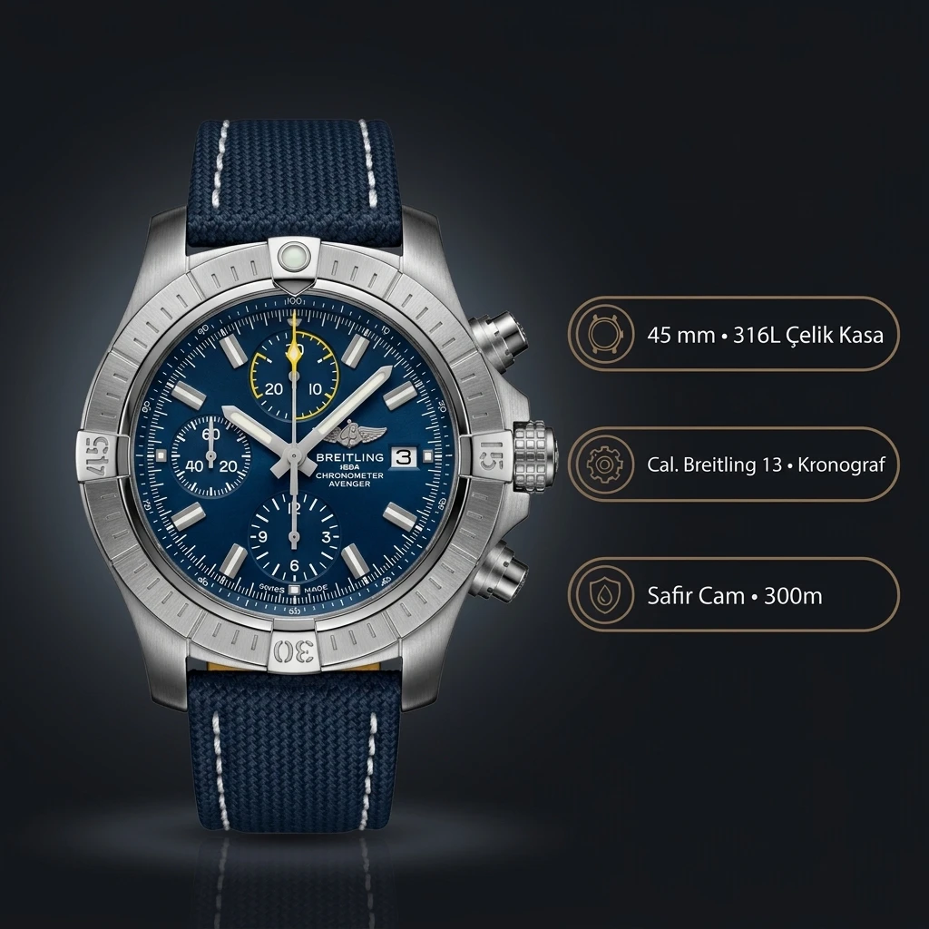 Breitling Superocean Automatic 42 mm Mavi Kadran Nato A17375211C1S1 Super Clone ETA Saat
