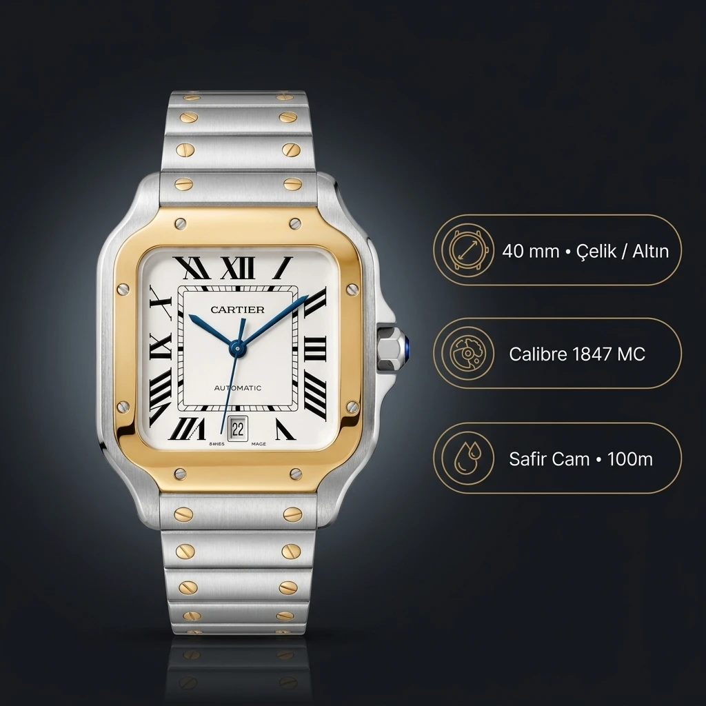 Cartier Ballon Bleu 42 mm W6920042 Beyaz Cift Renk Altın Kadran Super Clone ETA Saat