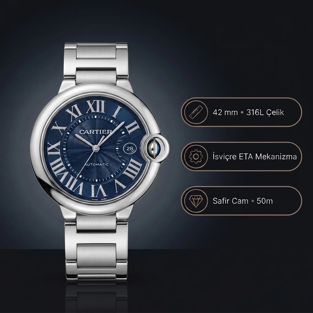 Cartier Ballon Bleu 42 mm WSBB0061 Super Clone ETA Saat