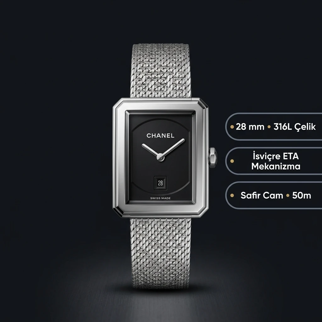 Chanel Premiere Gümüş Kadran Tweed Super Clone ETA Saat