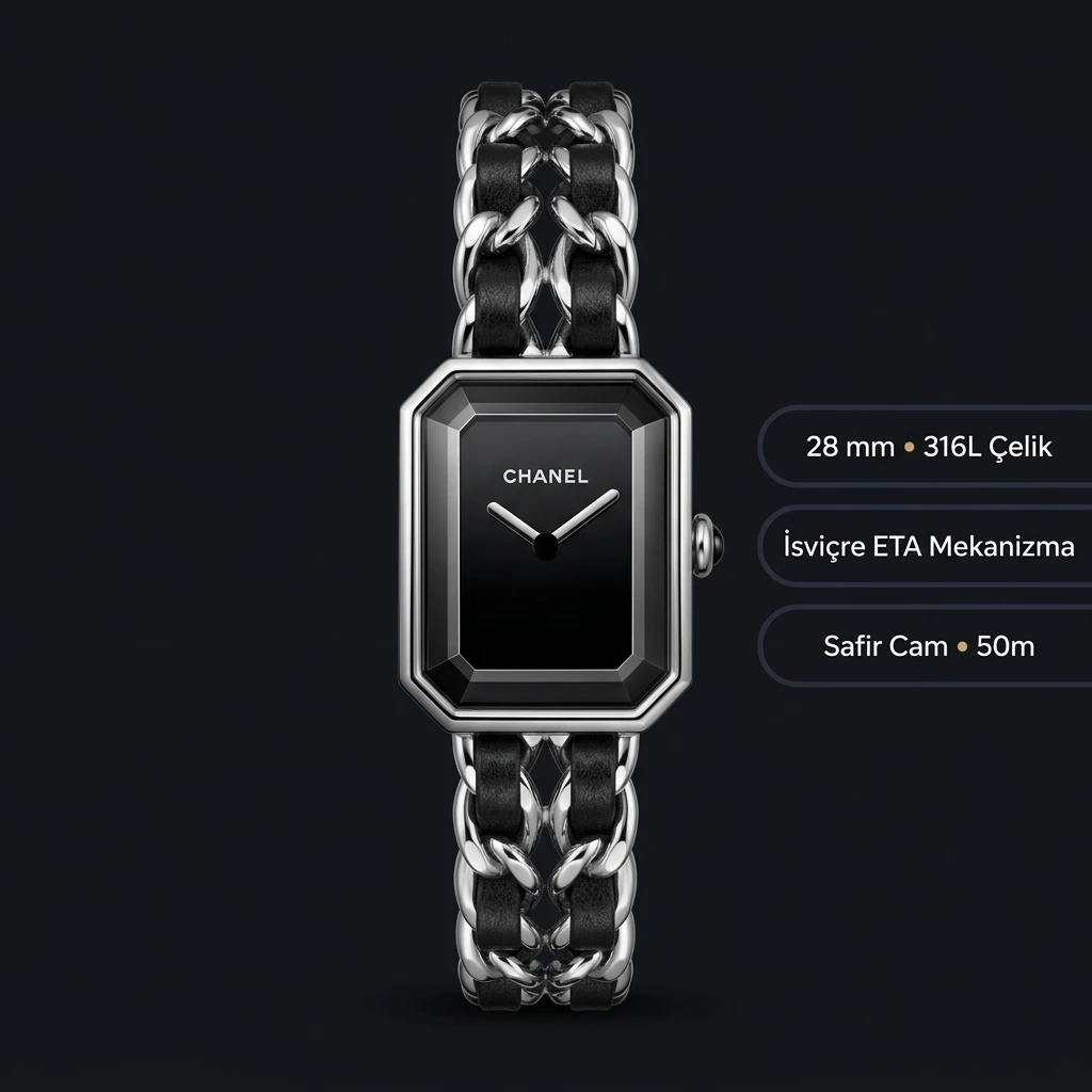 Chanel Premiere Siyah Kadran Zincir Super Clone ETA Saat
