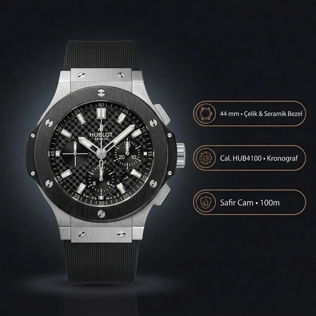 Hublot Big Bang Çelik Seramik Siyah Chronograph Super Clone ETA Saat