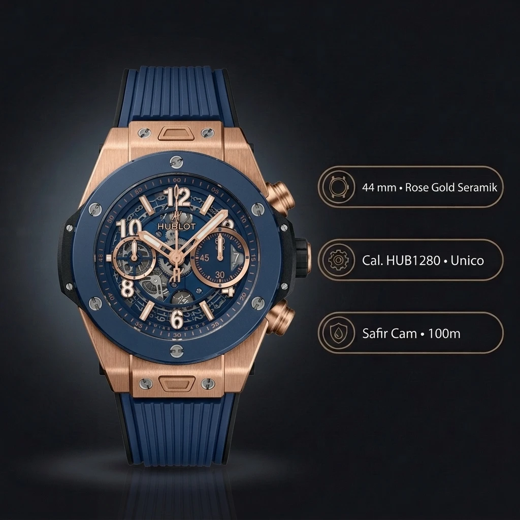 Hublot Big Bang Mavi Chronograph Özel Kauçuk Kordon Super Clone ETA Saat