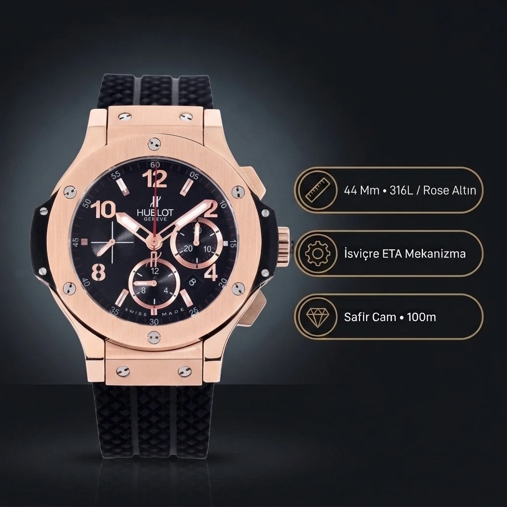 Hublot Big Bang Rose Gold 44 Mm Chronograph Super Clone ETA Saat