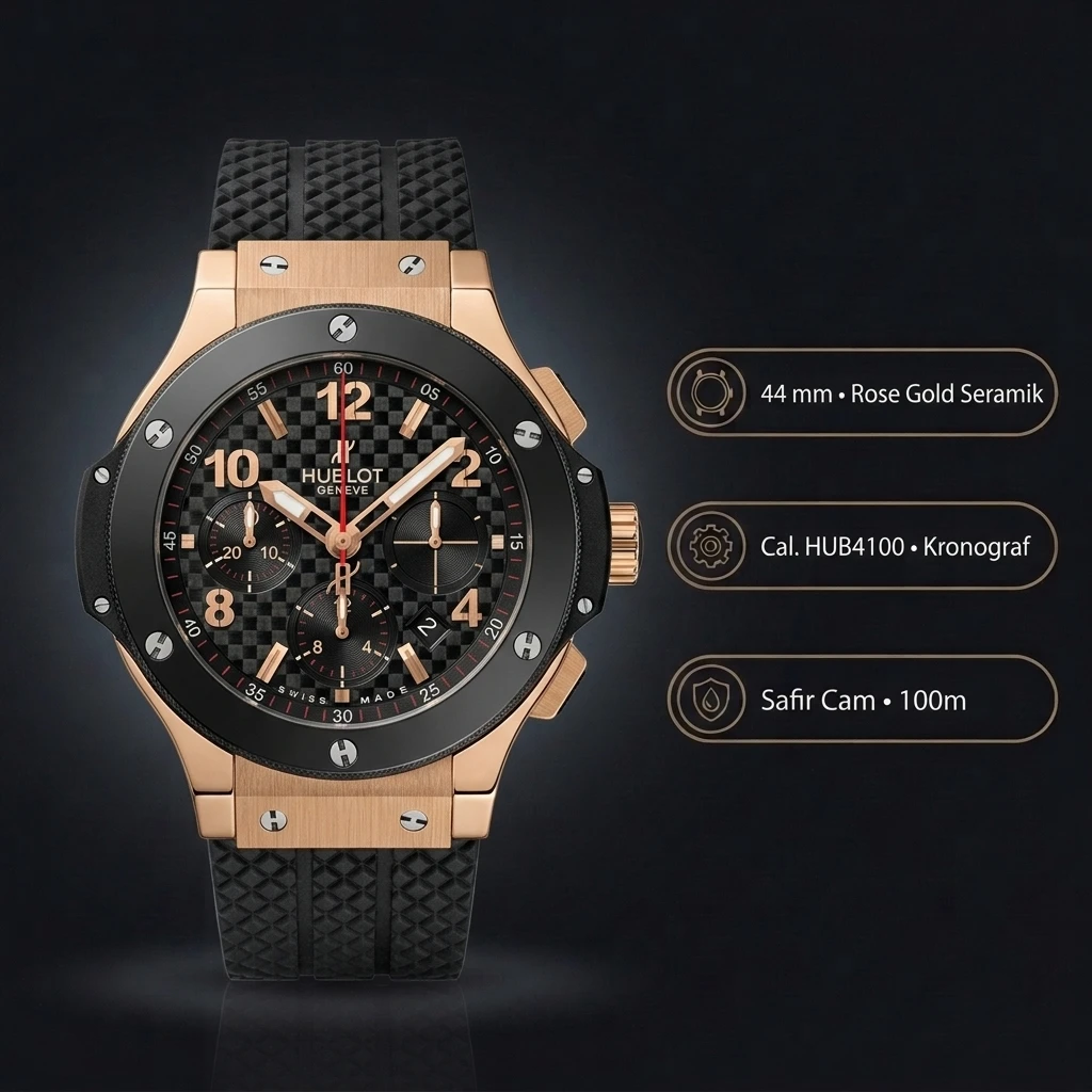 Hublot Big Bang Rose Seramik Chronograph Kauçuk Kordon Super Clone ETA Saat