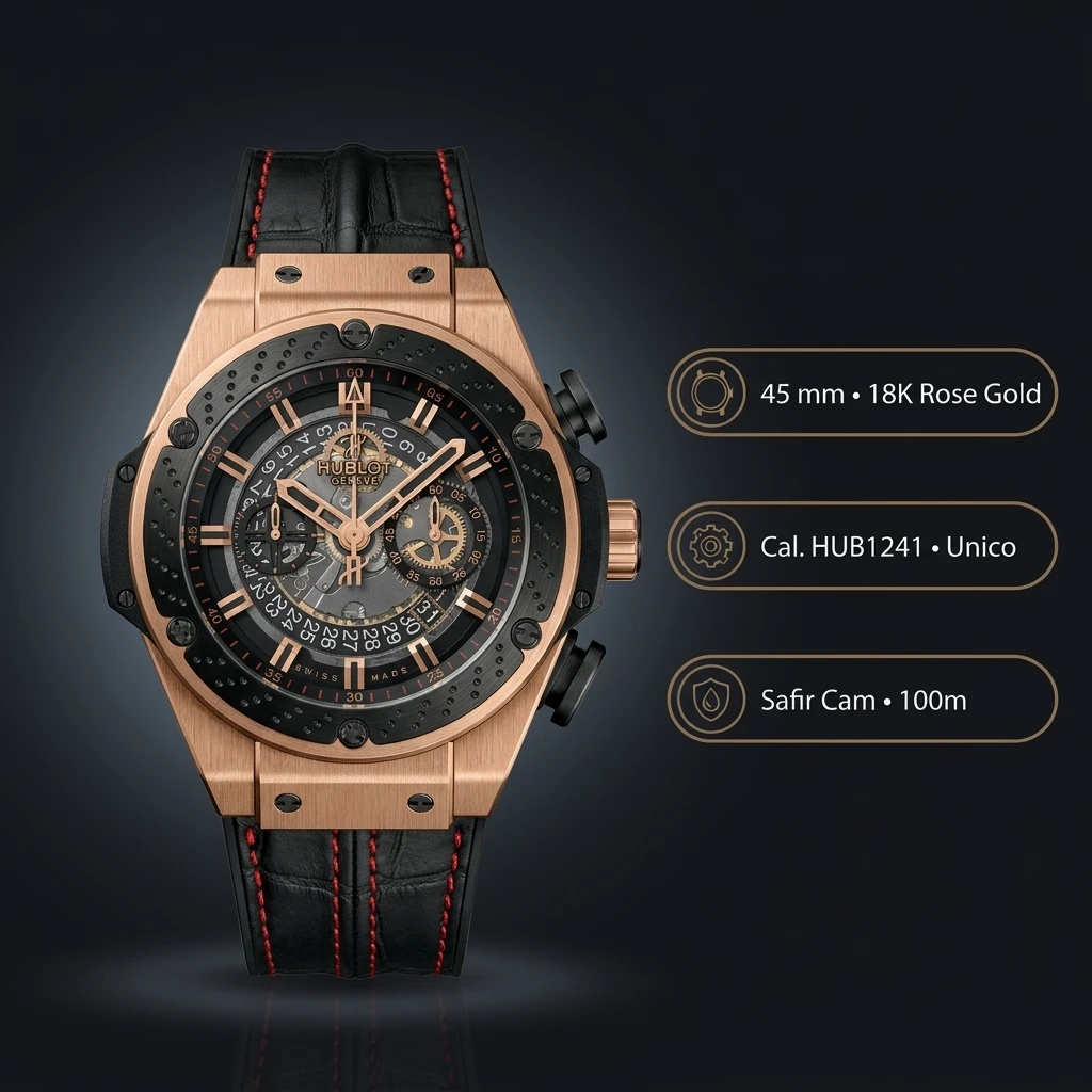 Hublot Big Bang Rose Skeleton Chronograph Kahve Kauçuk Kordon Super Clone ETA Saat