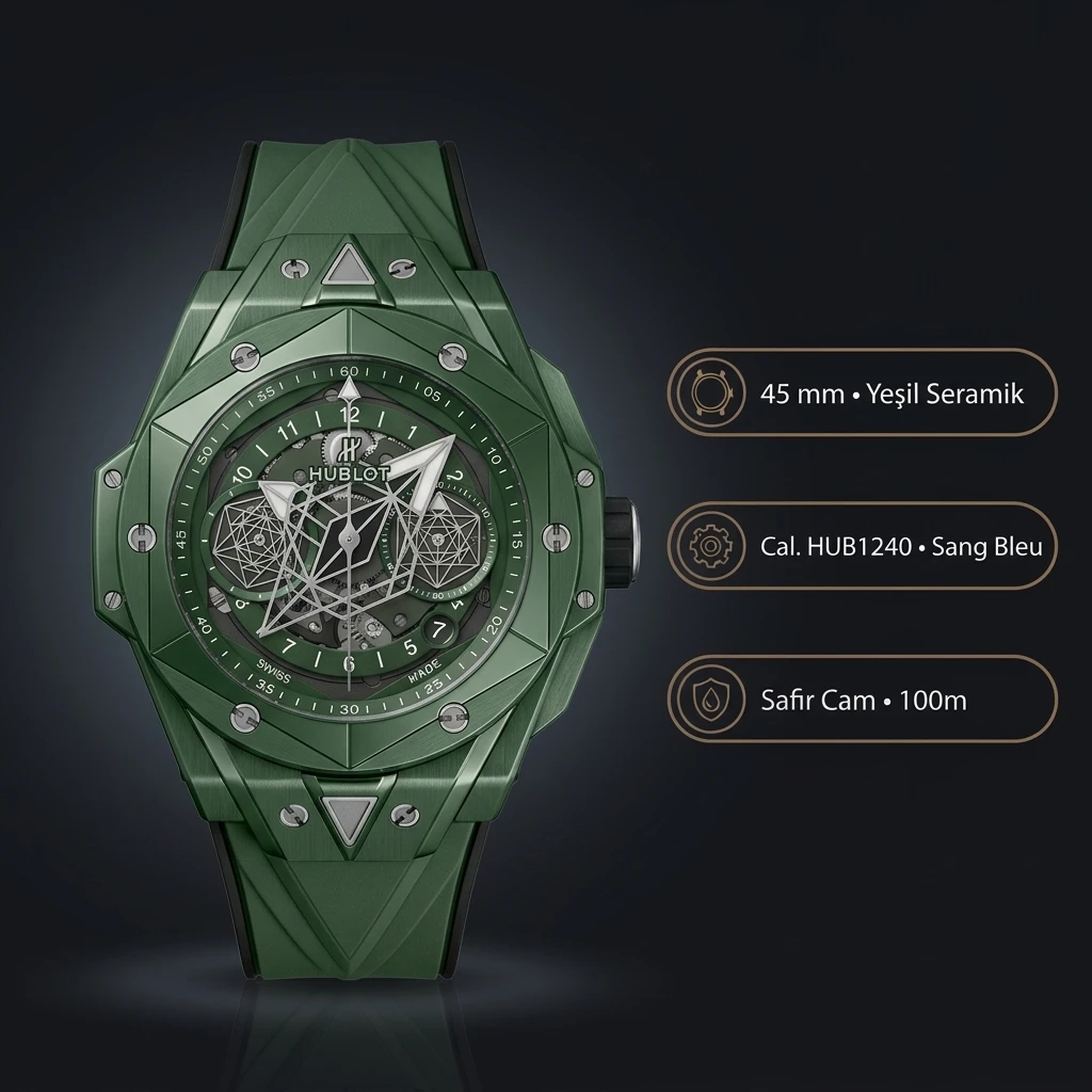 Hublot Big Bang Sang Bleu Beyaz Seramik Geometrik Skeleton Super Clone ETA Saat
