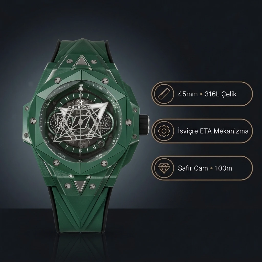 Hublot Big Bang Sang Bleu II Green Ceramic 45mm Super Clone ETA Saat