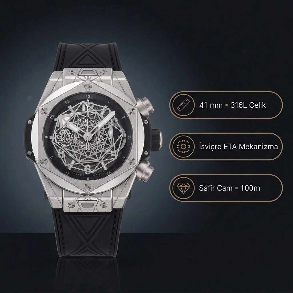 Hublot Big Bang Sang Bleu King Titanyum HUB1223 Super Clone ETA Saat