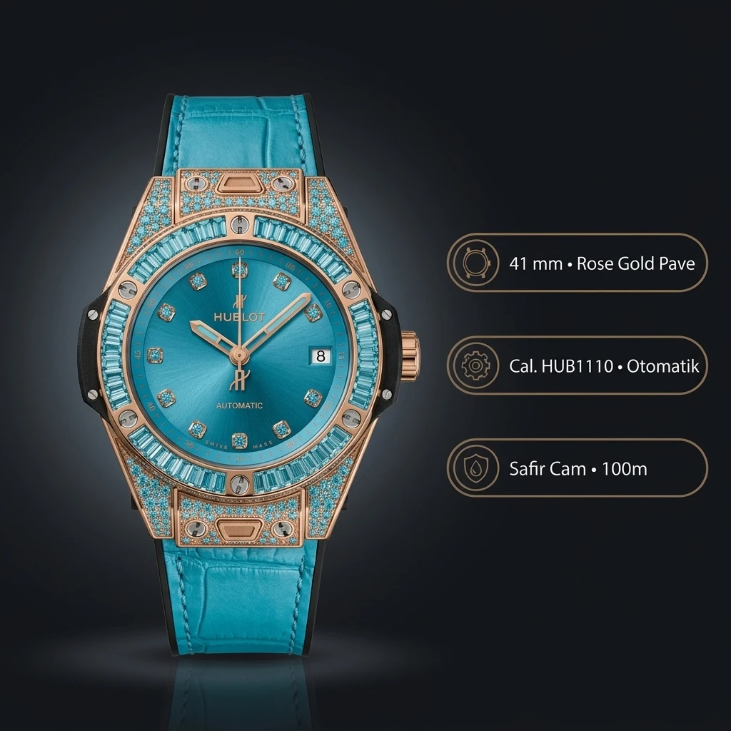 Hublot Big Bang Tiffany Pave Elmas Taşlı Deri Super Clone ETA Saat