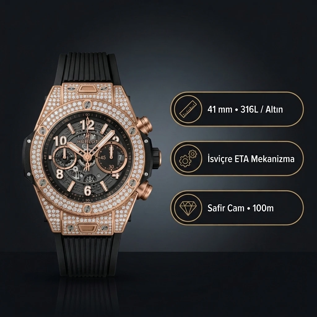 Hublot Big Bang Unico Black Gold Baget Super Clone ETA Saat