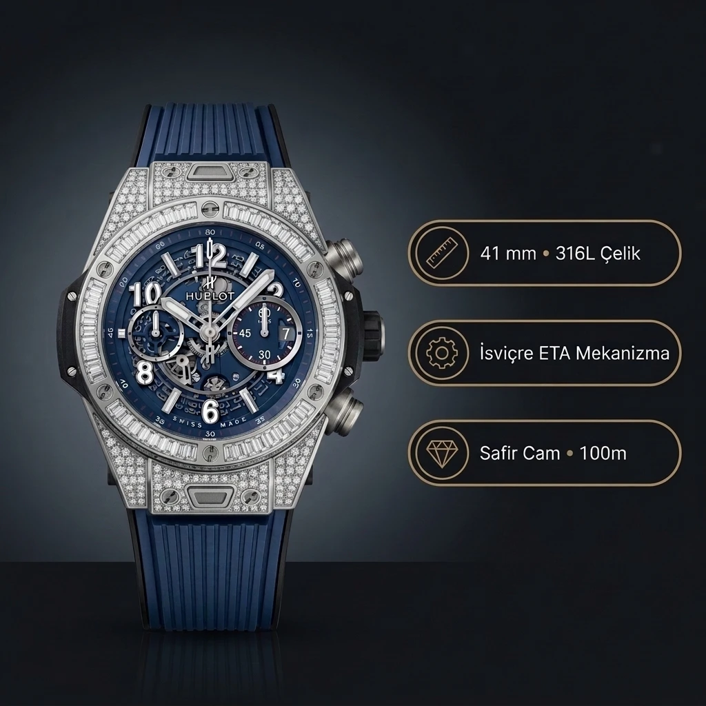 Hublot Big Bang Unico Silve Blue Baget Super Clone ETA Saat