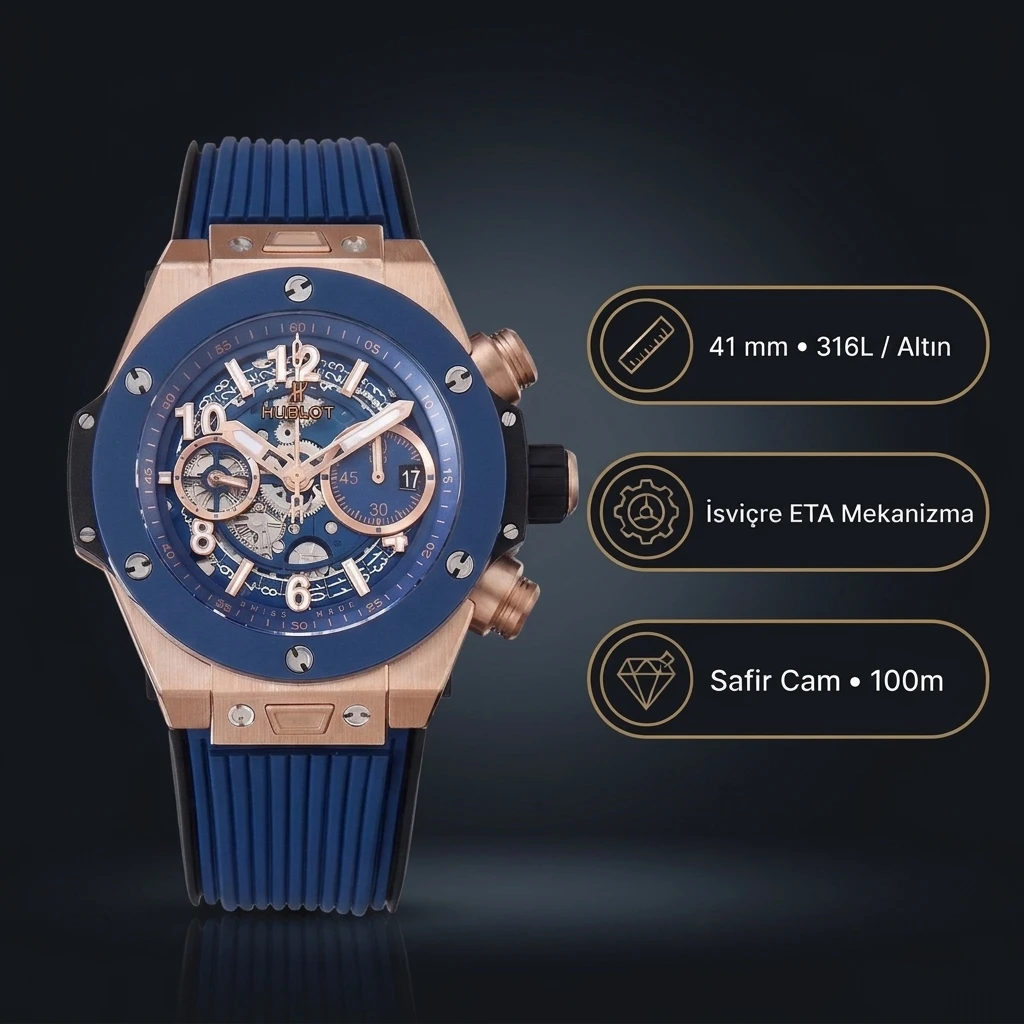 Hublot Big Bang Unico Titanium Gold Blue Super Clone ETA Saat