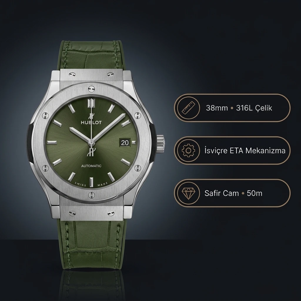 Hublot Classic Fusion Green Titanium 38mm Super Clone ETA Saat