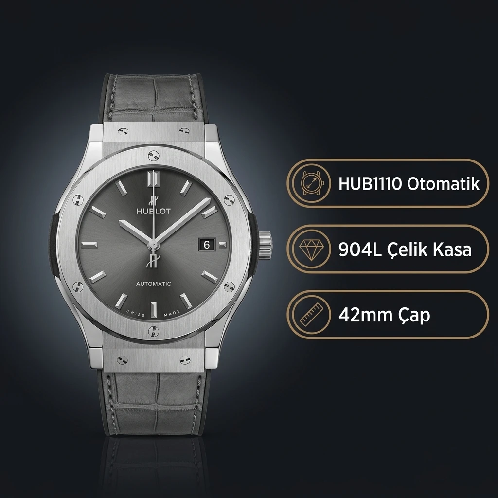 Hublot Classic Fusion Mavi Kadran Çelik Kordon Super Clone ETA Saat