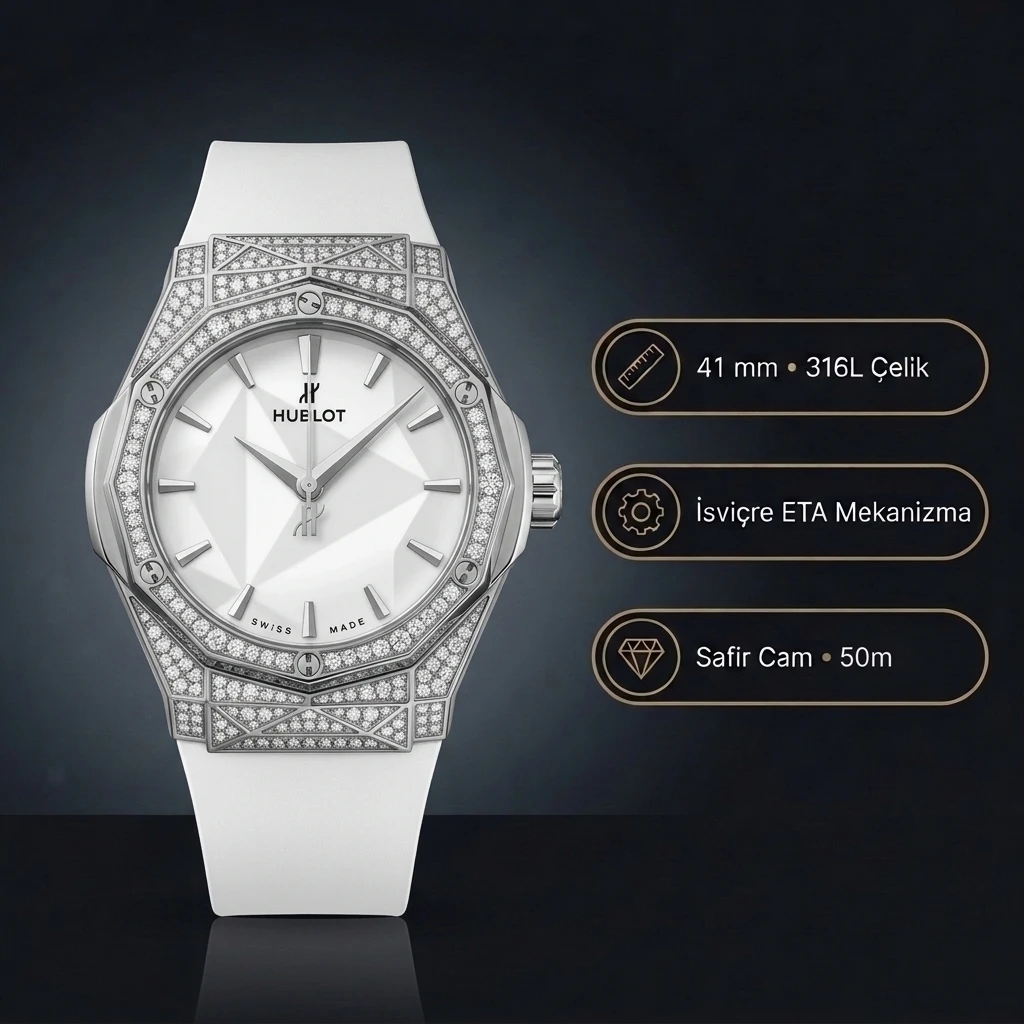 Hublot Classic Fusion Orlinski Titanium White Pave Super Clone ETA Saat
