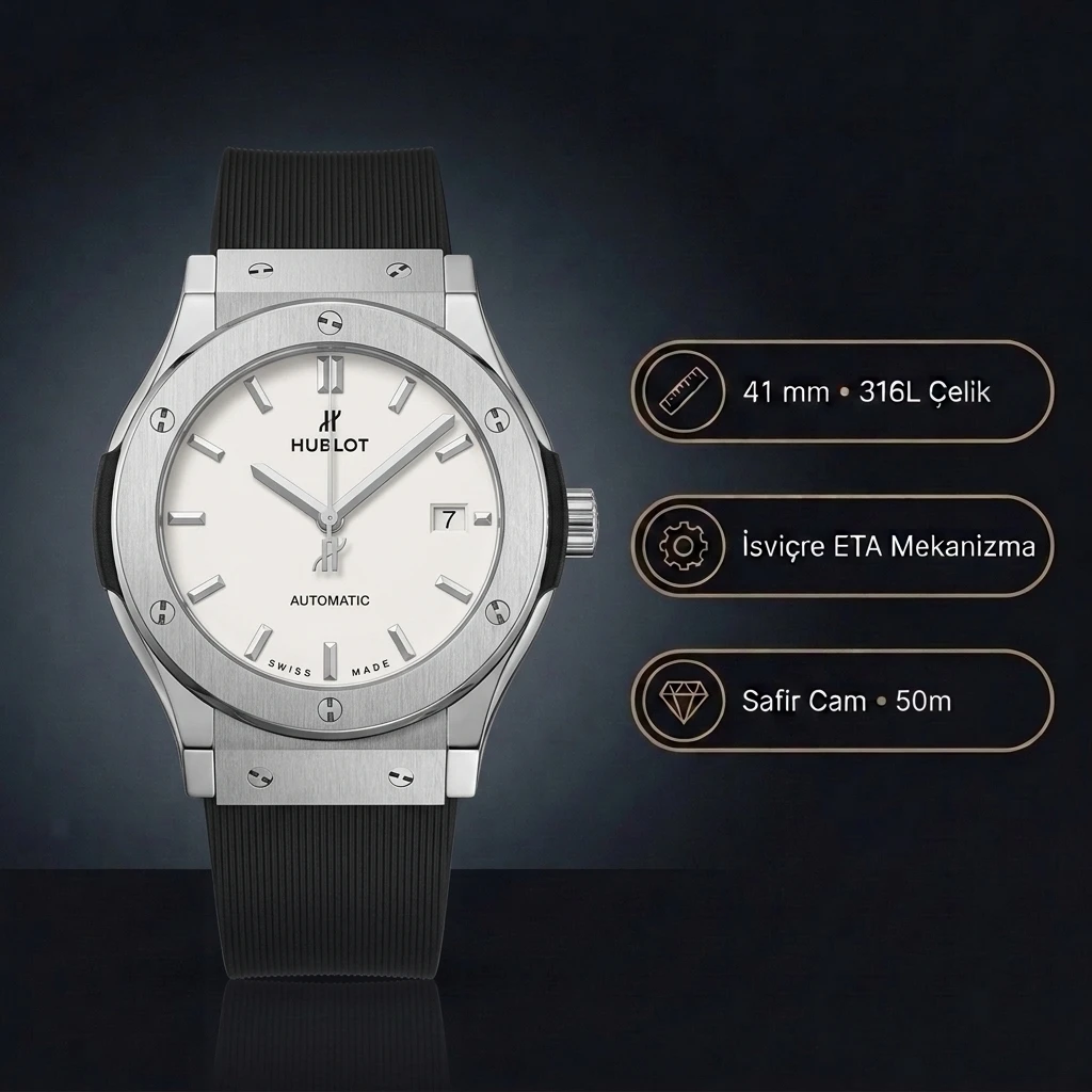 Hublot Classic Fusion White Dial Titanium Super Clone ETA Saat