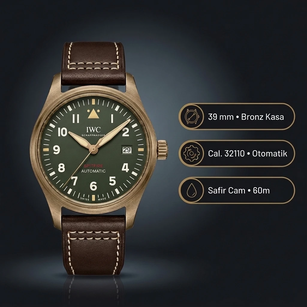 IWC Big Pilot Yeşil Kadran Deri Super Clone ETA Saat