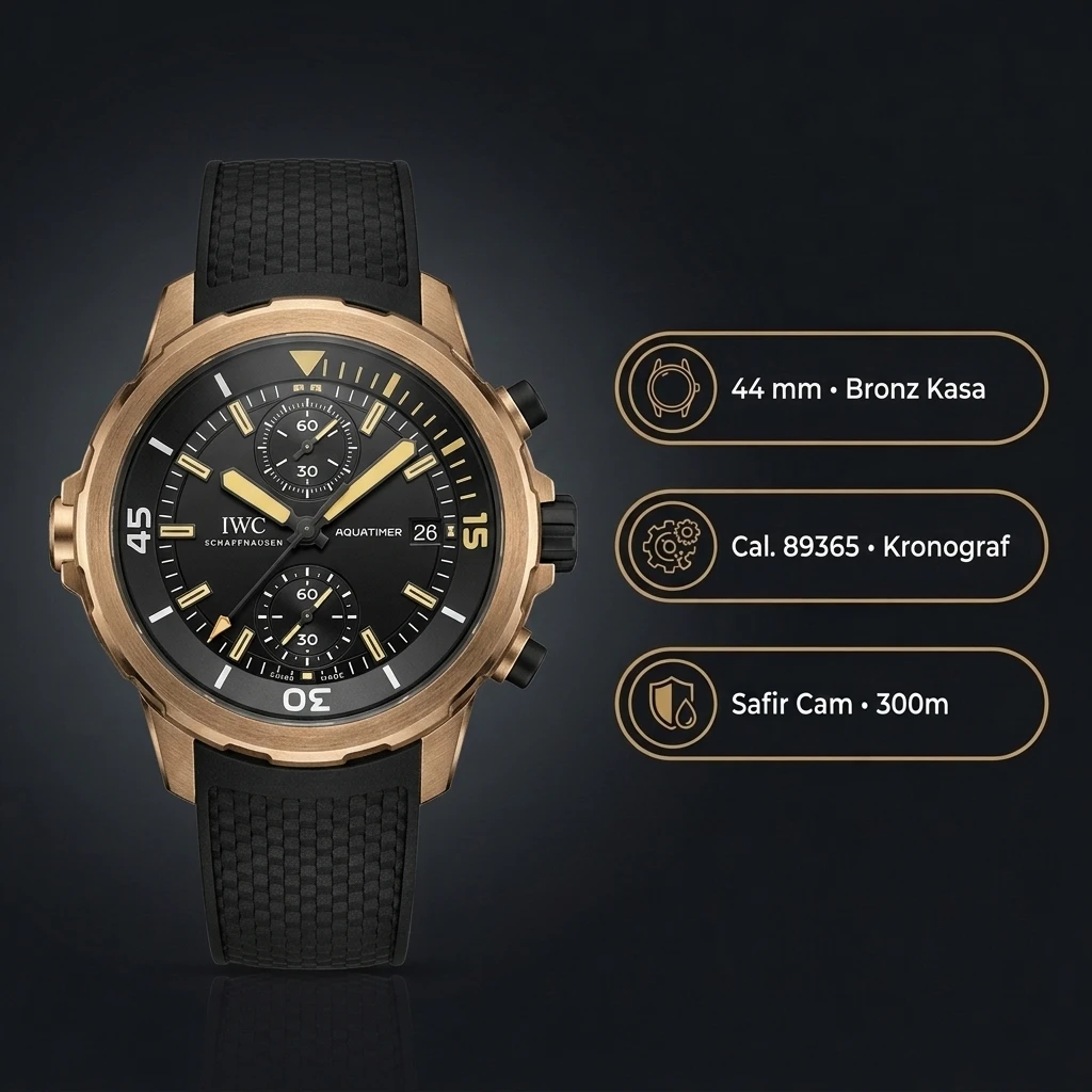 IWC GMT-Master II Aquatimer Chronograph Bronz Kasa Gri Kadran Kauçuk Kordon Super Clone ETA Saat