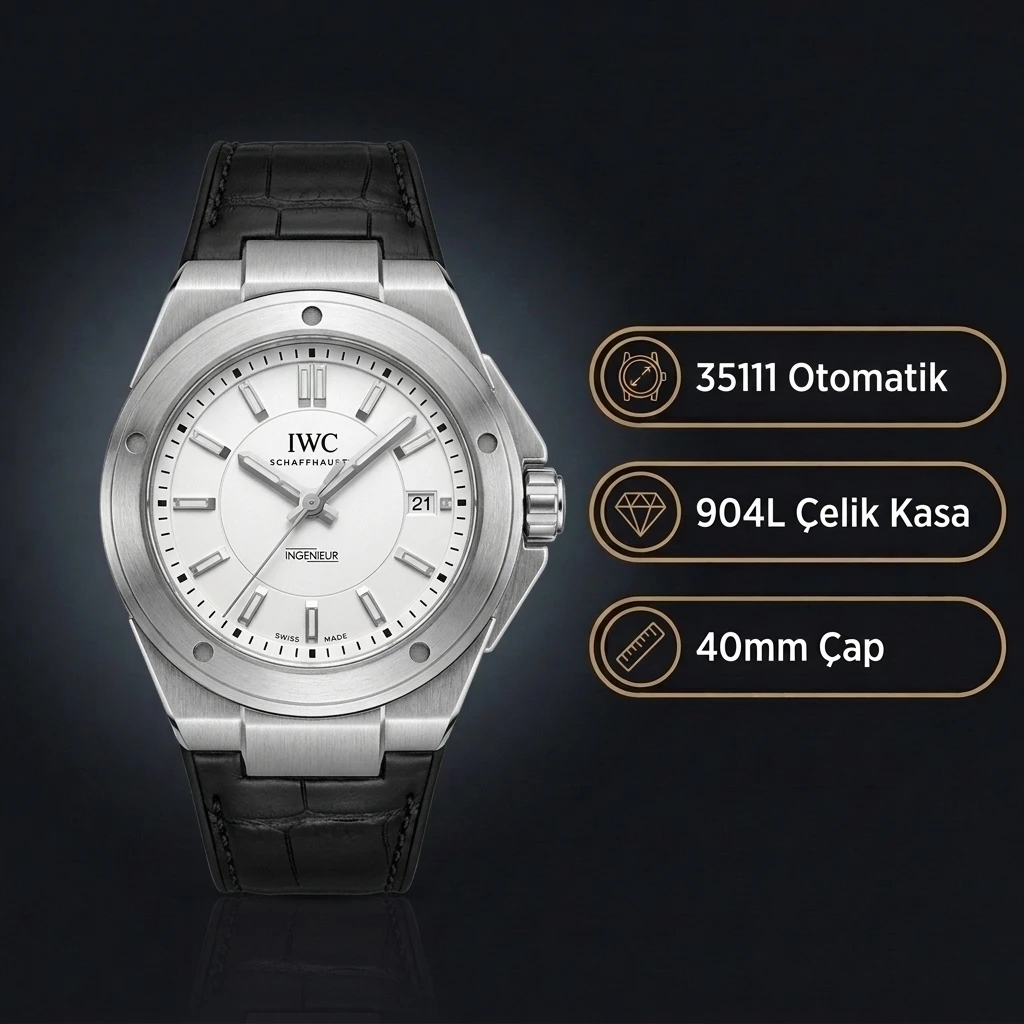 IWC Ingenieur Beyaz Kadran Çelik Kordon Super Clone ETA Saat