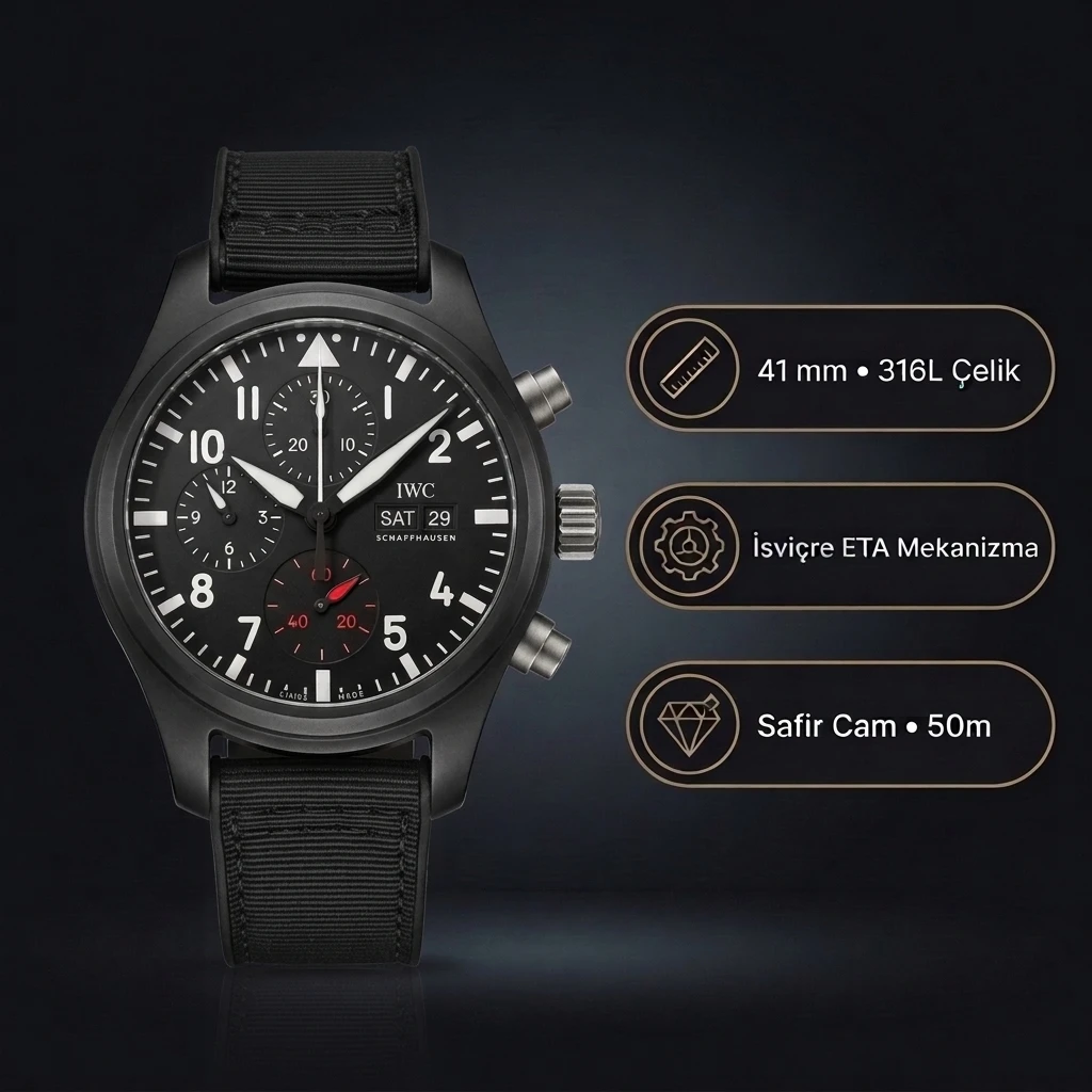 IWC Pilot Chronograph Mat Kasa IW388111 Super Clone ETA Saat