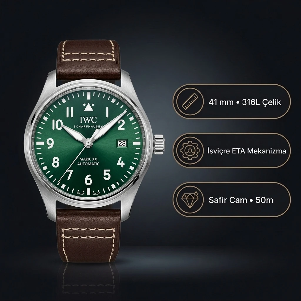 IWC Pilot Mark XX Green Dial IW328206 Super Clone ETA Saat