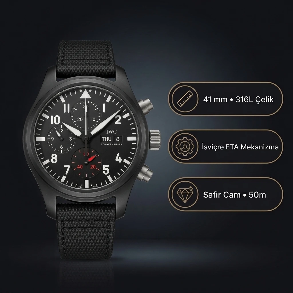 Iwc Pilots Watch Top Gun Erkek Kol Saati IW389101 Super Clone ETA Saat