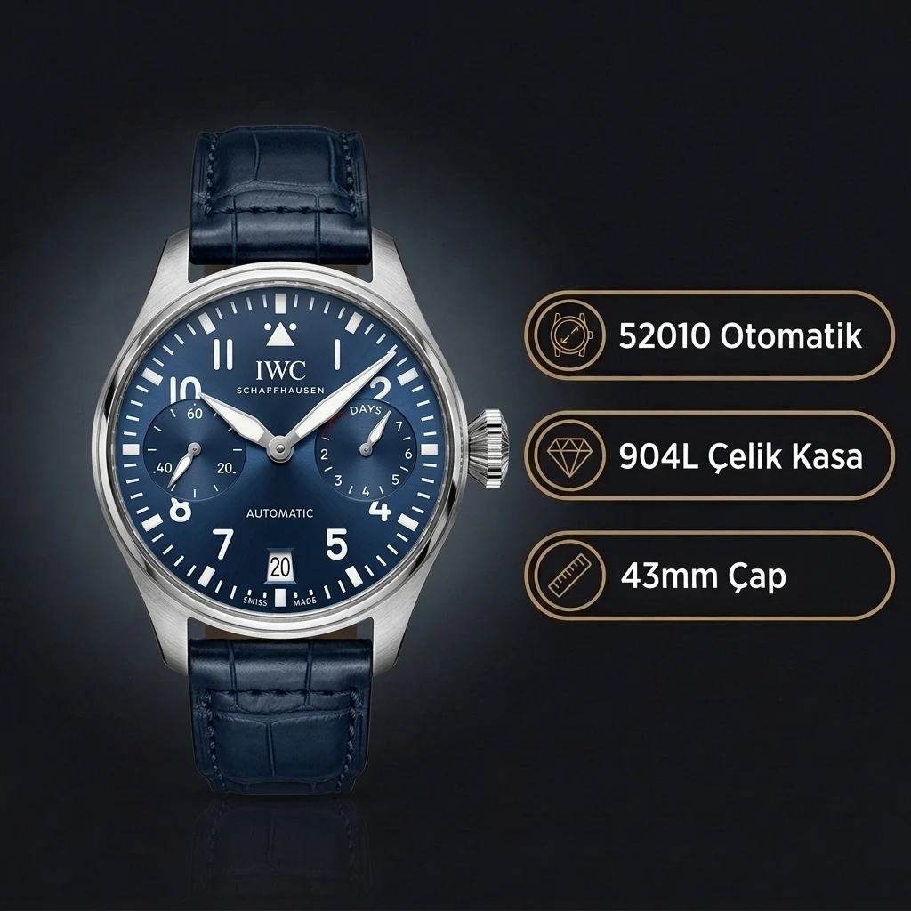 IWC Portugieser Chronograph Mavi Kadran Rose Kasa Kahverengi Deri Super Clone ETA Saat