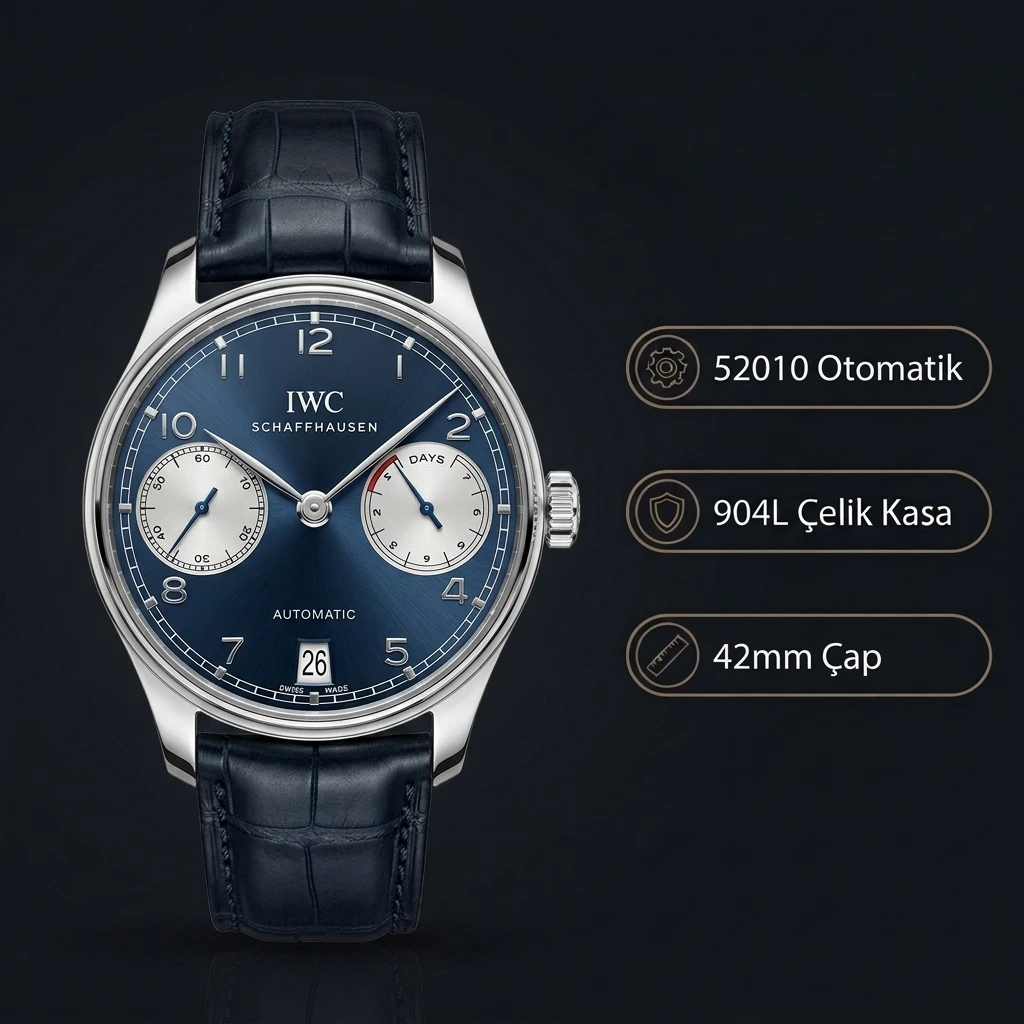 IWC Portugieser Otomatik Mavi Kadran Çelik 42mm Super Clone ETA Saat