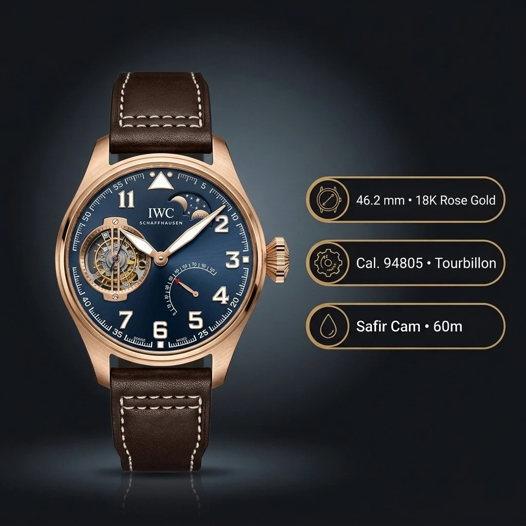 IWC Portugieser Rose Mavi Tourbillon Deri Super Clone ETA Saat