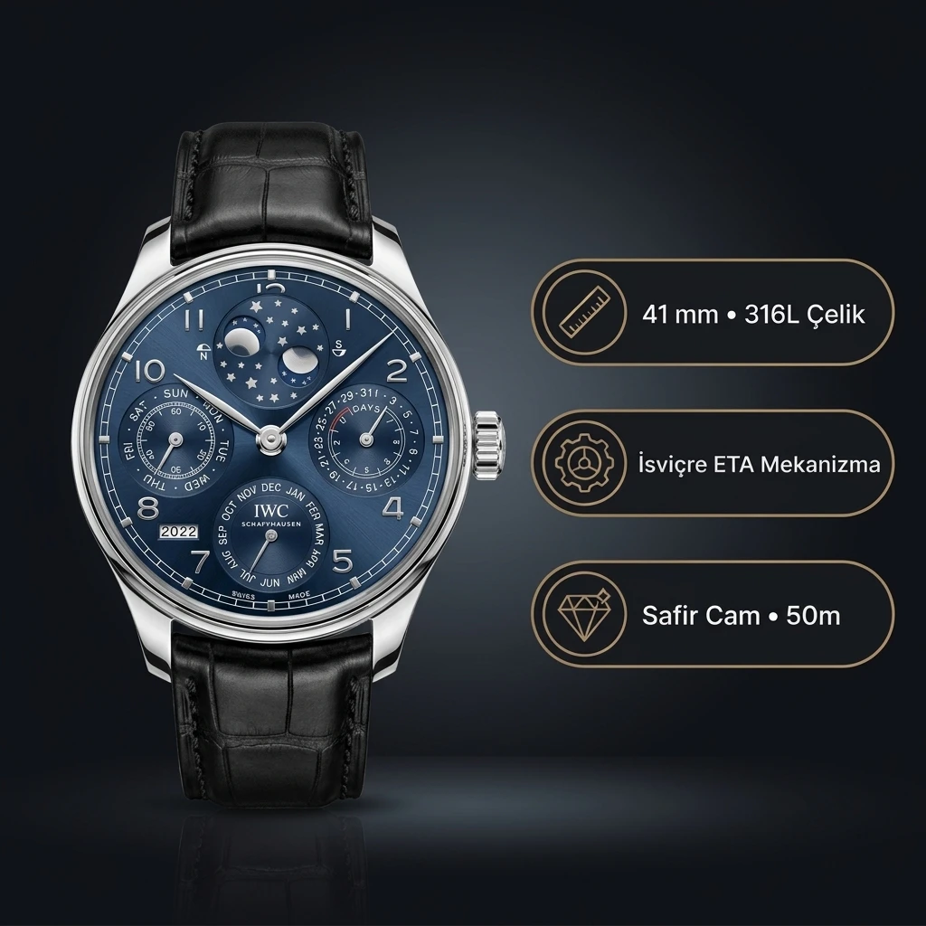 IWC Portuguese IW503401 Mavi Perpetual Calendar Super Clone ETA Saat