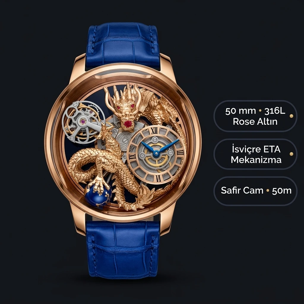 Jacob Co Astronomia Rose Ejderha Deri Super Clone ETA Saat